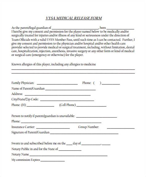 Free Printable Medical Release Form That Are Bright Bailey Website