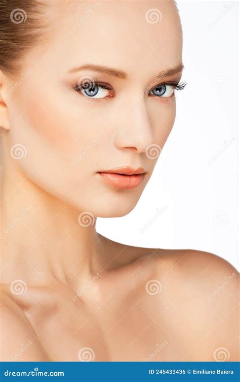 Side View Face Of A Beautiful Girl With Healthy Spotless Skin Naked