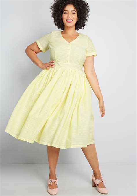 Modcloth Fabulous Fit And Flare Shirt Dress Yellow Modcloth Fit N