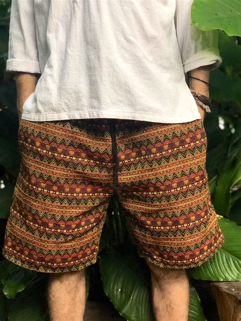 Cotton Shorts Aztec Geo Hippie Boho Festival Men Ethnic Ikat Etsy