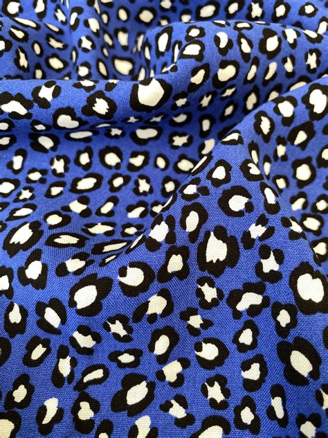 Leopard Print Viscose Challis Blue Simply Fabrics