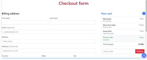 Bootstrap Checkout Form With Redeem Code Gosnippets Hot Sex Picture