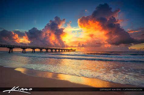 Sunrise Pompano Beach Pier Florida Hdr Photography By Captain Kimo