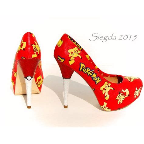 Pikachu Pokeball Glitter Heels 50 Liked On Polyvore Featuring Shoes