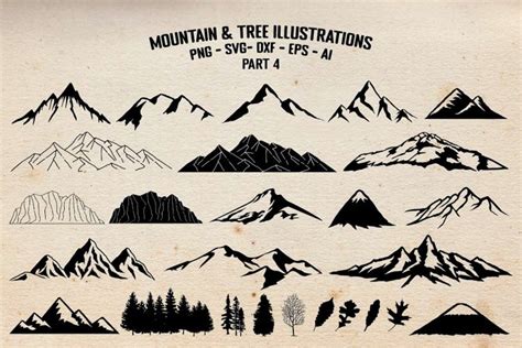 Mountains And Trees Svg Illustrations Vector And Png Clipart