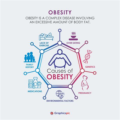 Causes Of Obesity Poster With 7 Element Infographic Steps Illustration