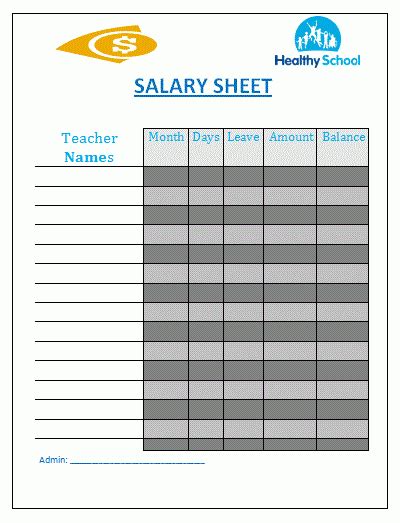 A Salary Sheet Template Is A Detail Of Elements That Reflect The Amount