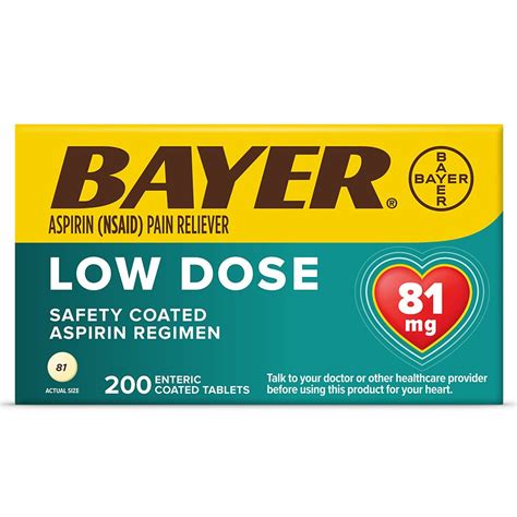 Bayer Aspirin Low Dose 81 Mg Safety Coated Tablets Walgreens