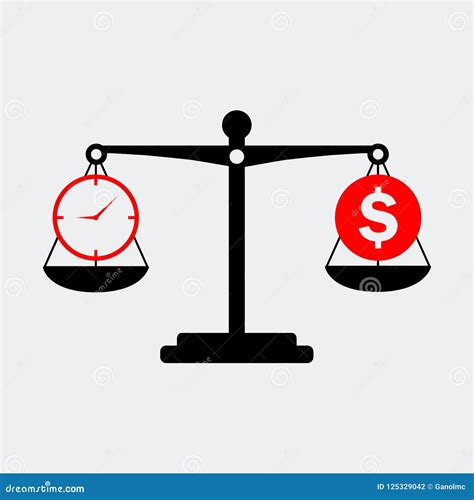 Black Scales Balance Money And Time Icon Stock Vector Illustration Of