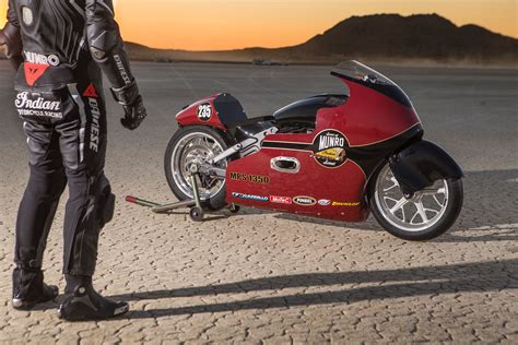 The record attempts are standardised over a fixed length course and averaged. Indian Celebrate 50th Anniversary of Burt Munro World Land ...