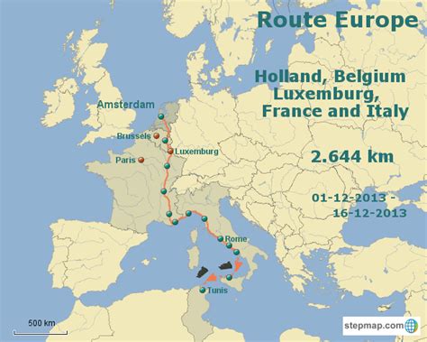 Stepmap Amsterdam To Anywhere Route Europe I Landkarte Für France