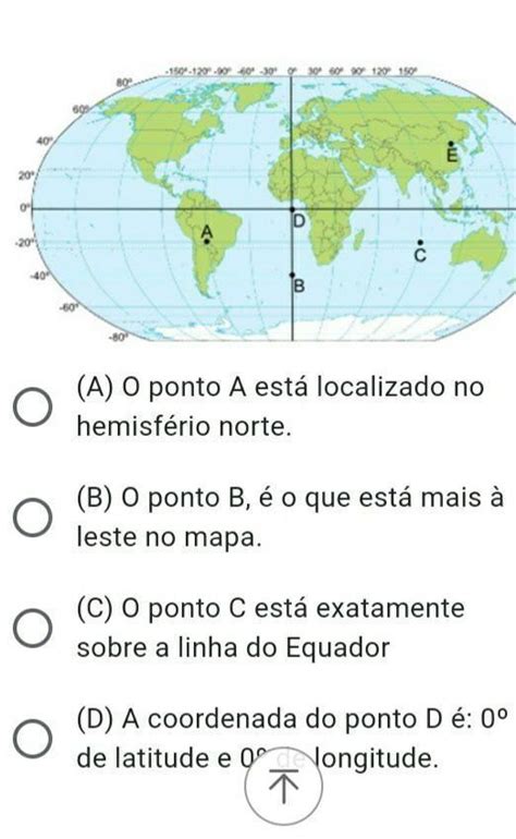 Observe O Mapa A Seguir Sobre As Coordenadas E Os Pontos Presentes No