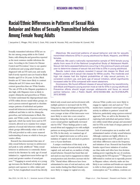 Pdf Racialethnic Differences In Patterns Of Sexual Risk Behavior And