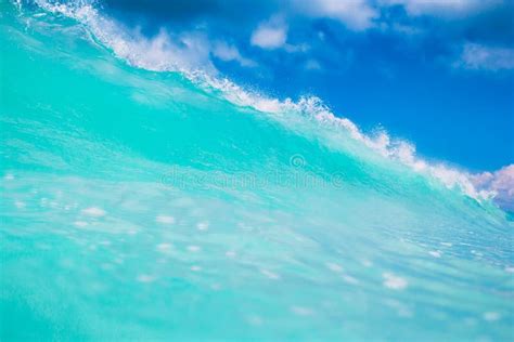 Blue Or Turquoise Ocean Wave Clear Wave In Tropics And Blue Sky Stock