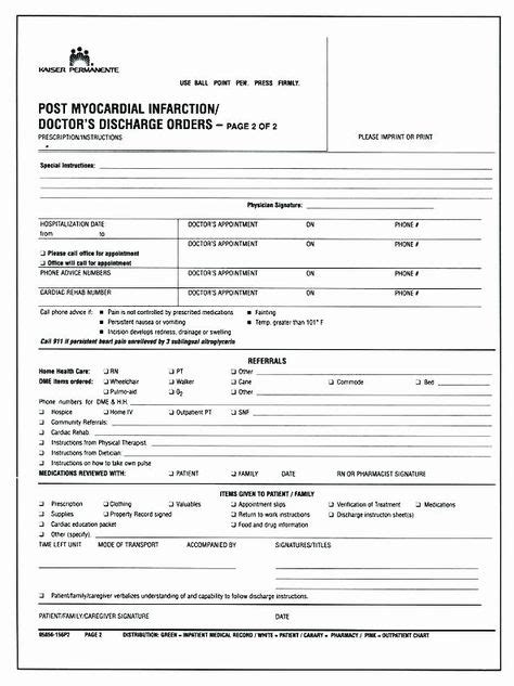 Fake Hospital Discharge Forms Awesome Hospital Discharge Form Template