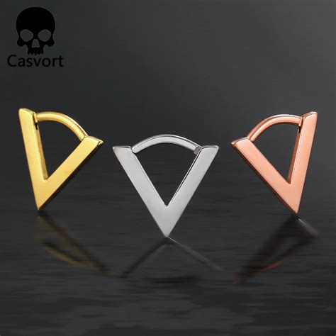 Casvort 1pcs 316l Surgical Stainless Steel Triangle Nose Ring Tragus Septum Rings Clip Helix