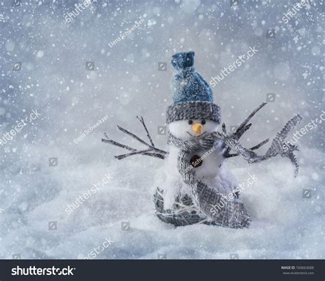 Smiling Snowman Standing In The Snow Stock Photo 160663688 Shutterstock