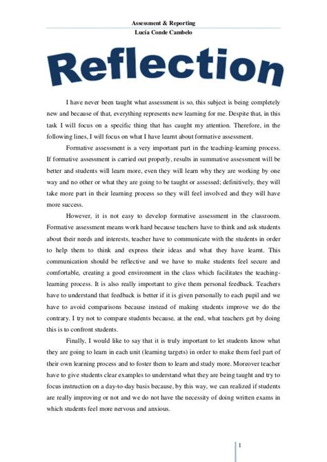 Example Of Reflection Paper About English Subject 017 Essay Example