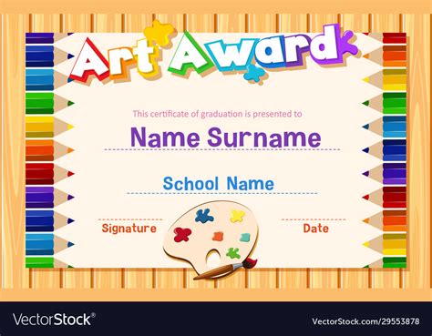 Certificate Template For Art Award With Color Vector Image