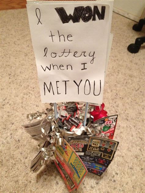 We may earn commission from the links on this page. Homemade boyfriend gift with candies and lottery tickets ...