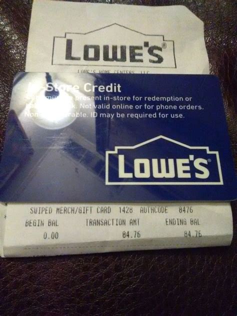 We did not find results for: Lowe's Gift Card, merchandise return card, store credit ...