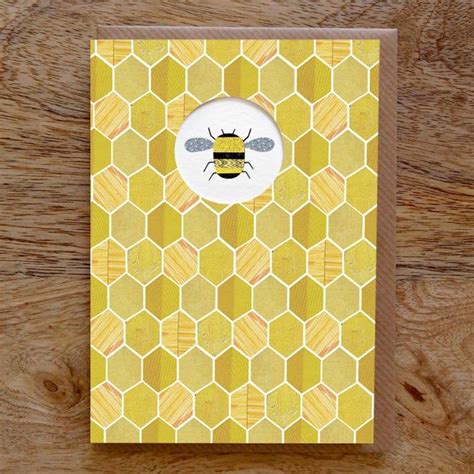 Honey Bee Greeting Card Bee Card Bumble Bee Card Honeycomb Etsy Uk