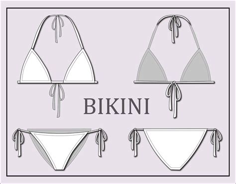 Bikini Vector Swimsuit Vector Fashion Flat Sketch For Adobe Etsy