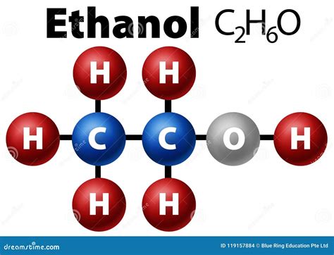 Diagram Molecule Of Ethanol Vector Illustration