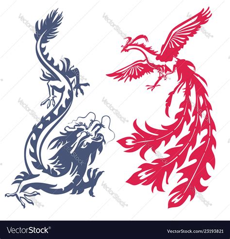 Dragon And Phoenix Royalty Free Vector Image Vectorstock