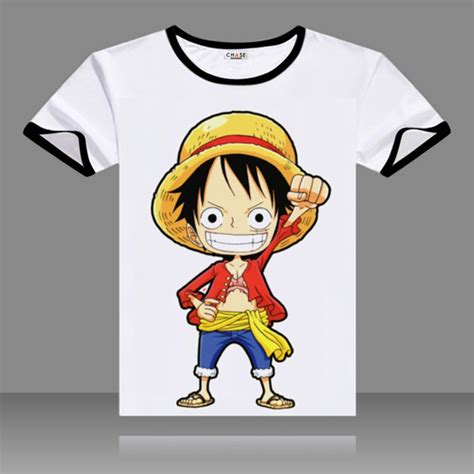 2017 T Shirts One Piece Cosplay Black O Neck Short Sleeve Monkey D