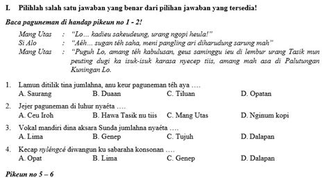 Kumpulan Soal Bahasa Sunda SMP Kelas 7 Semester 1 | Didno76.com