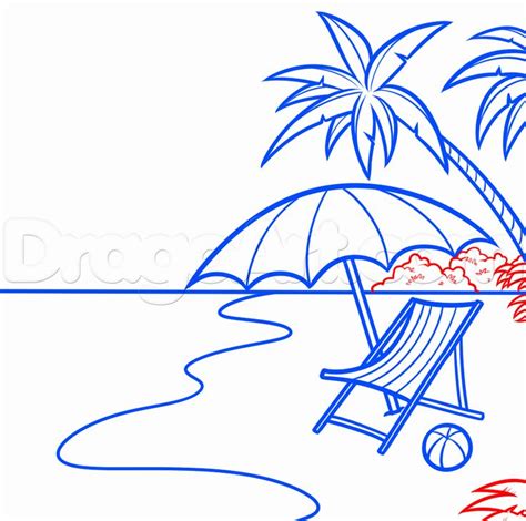 How To Draw A Beach Scene Step By Step Other Landmarks And Places
