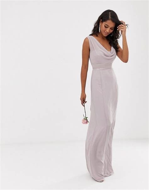 Maids To Measure Bridesmaid Maxi Dress With Satin Belt And Cowl Neck