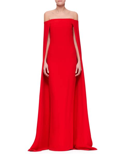 Lyst Ralph Lauren Collection Audrey Cape Evening Gown In Red