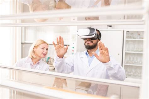 using virtual reality for scientific experiment stock image image of innovation knowledge