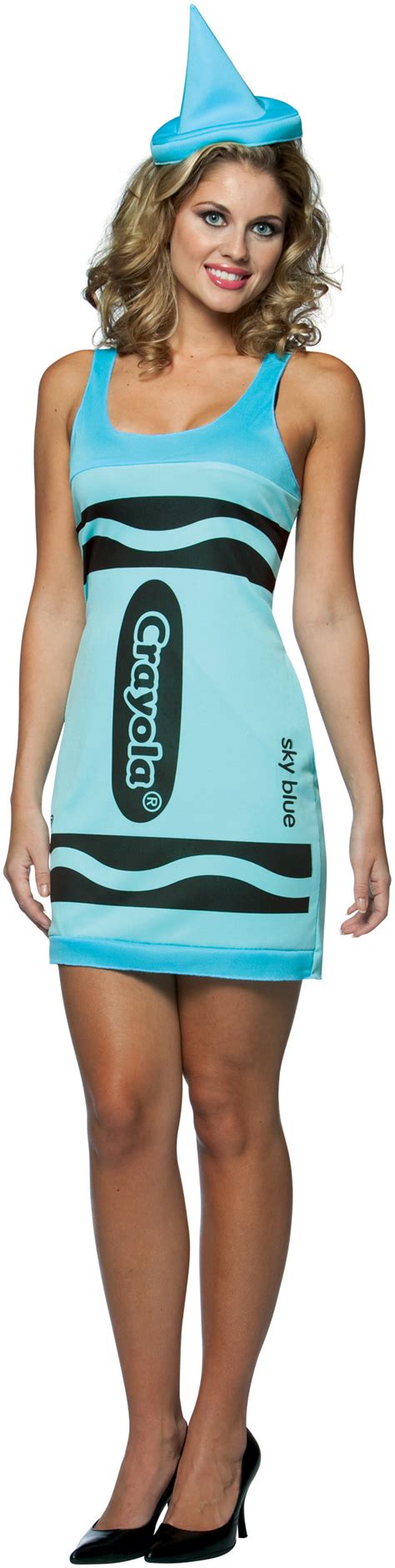 crayola sky blue crayon tank dress adult costume