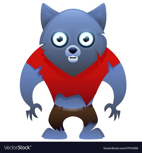 Werewolf Cute Cartoon Character Isolated On White