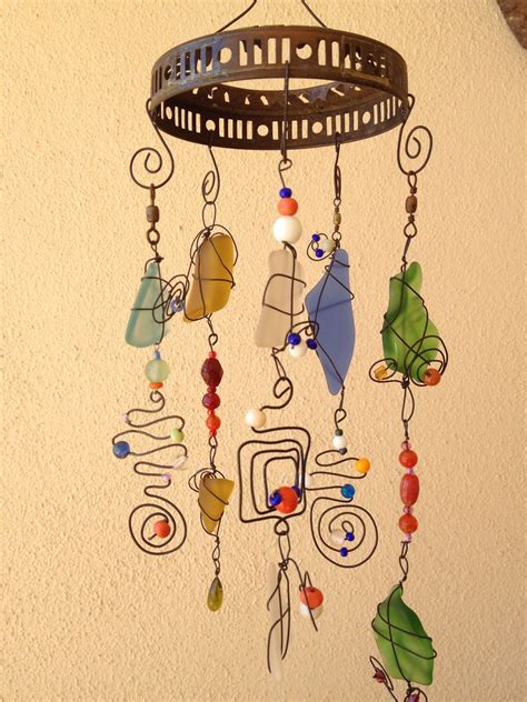 Funky Sea Glass Mobile By Claire Diy Wind Chimes Wire Crafts Wind Chimes