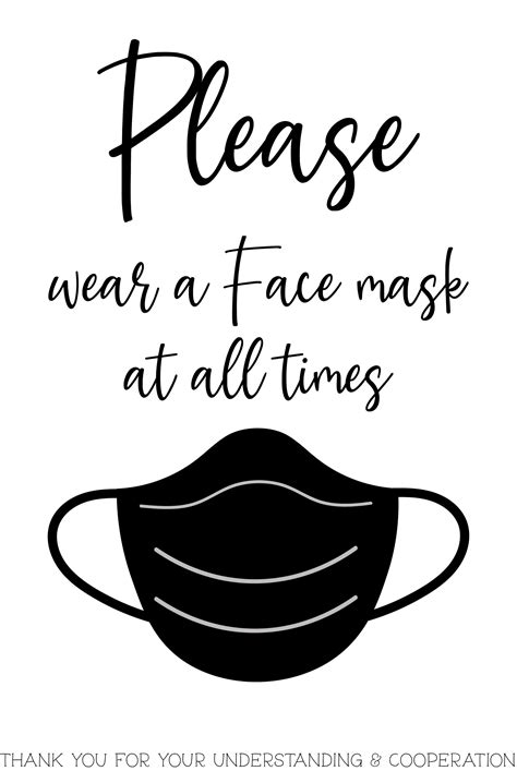 Download Please wear a Face mask at all times sign Instant Download JPEG SVG PNG eps , Commercial Use ...
