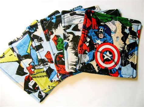 Marvel Comic Handmade Fabric Coasters Captain America Iron Etsy