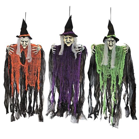 Video Life Size Animated Hanging Witch Outdoor Halloween Decor Prop