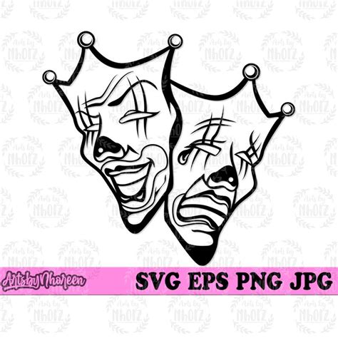 Smile Now Cry Later Mask Svg Theater Mask Clipart Evil Clown Etsy