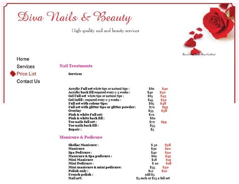 View manicure menu view pedicure menu. 8 Free Sample Nail Services Salon Price List Templates ...