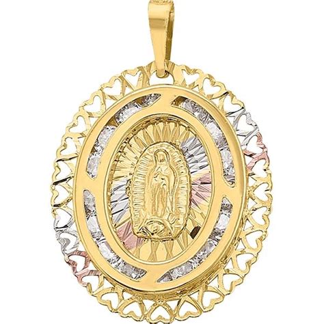 Medalla Virgen Guadalupe Circonias Oro 10 K