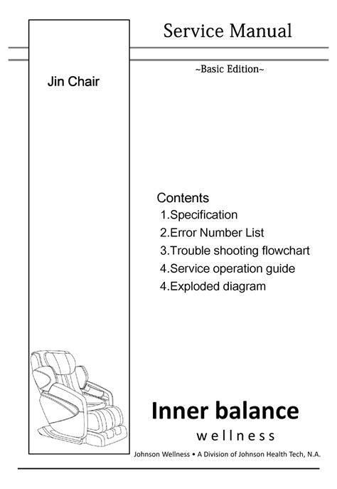 Johnson Wellness Jin Chair Inner Balance Service Manual Pdf Download Manualslib