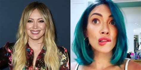 Hilary Duffs Blue Hair Color In Self Isolation Popsugar Beauty