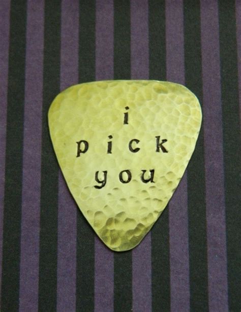 I PICK YOU Brass Guitar Pick Hand Stamped Pick Useful Gift 