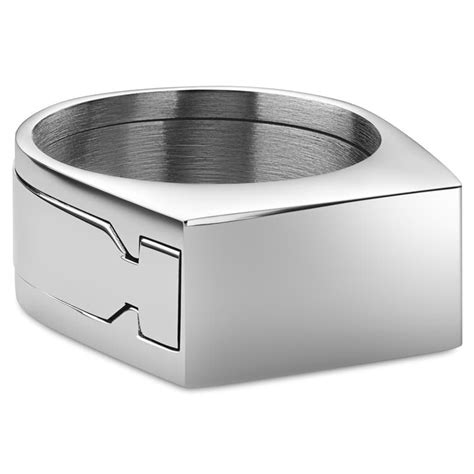 Stainless Steel Secret Compartment Signet Ring In Stock Waykins