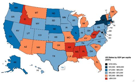 US States By GDP Per Capita R MapPorn