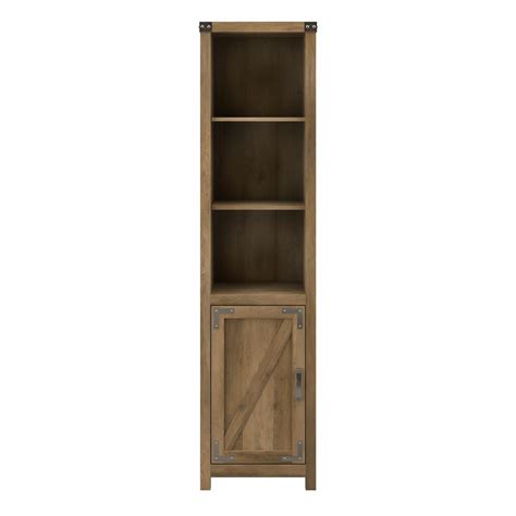 Cottage Grove Tall Narrow 5 Shelf Bookcase With Door Bush Furniture